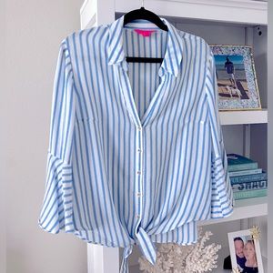 Lilly Pulitzer Alyssa Tie Front Striped Blouse